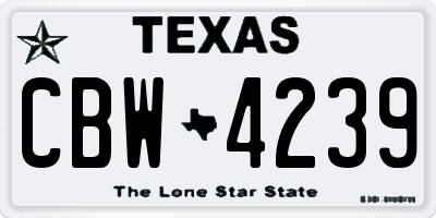 TX license plate CBW4239