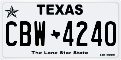 TX license plate CBW4240