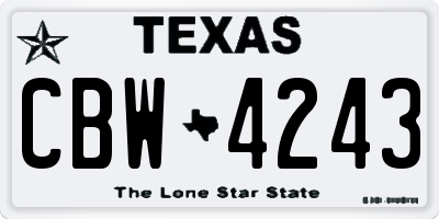 TX license plate CBW4243