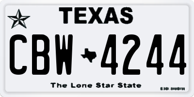 TX license plate CBW4244