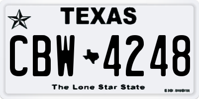 TX license plate CBW4248