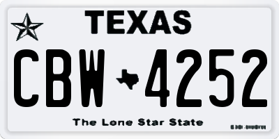 TX license plate CBW4252
