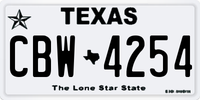 TX license plate CBW4254