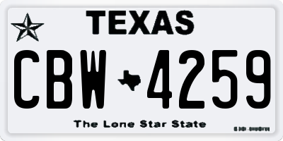 TX license plate CBW4259