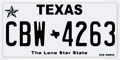 TX license plate CBW4263