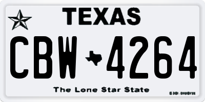 TX license plate CBW4264
