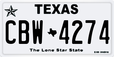 TX license plate CBW4274