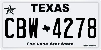 TX license plate CBW4278