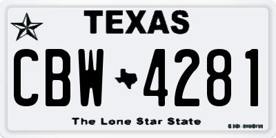 TX license plate CBW4281