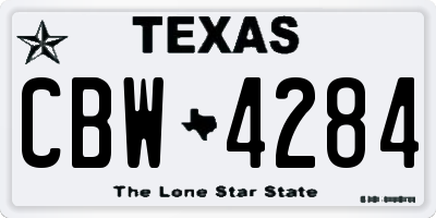 TX license plate CBW4284