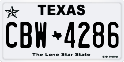 TX license plate CBW4286
