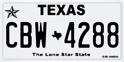 TX license plate CBW4288