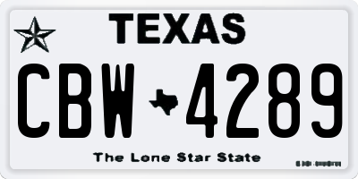 TX license plate CBW4289