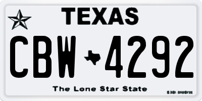 TX license plate CBW4292