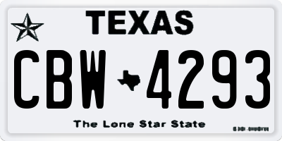 TX license plate CBW4293