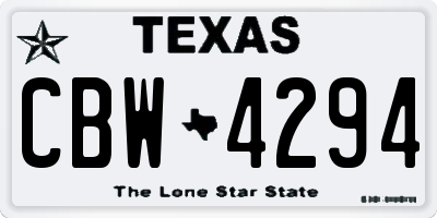 TX license plate CBW4294