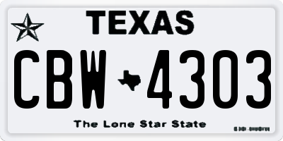TX license plate CBW4303