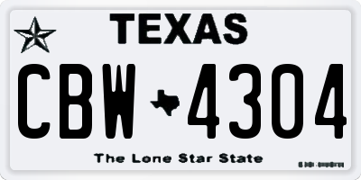 TX license plate CBW4304