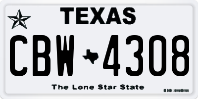 TX license plate CBW4308