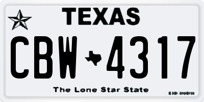 TX license plate CBW4317