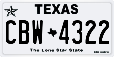 TX license plate CBW4322