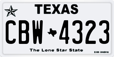 TX license plate CBW4323