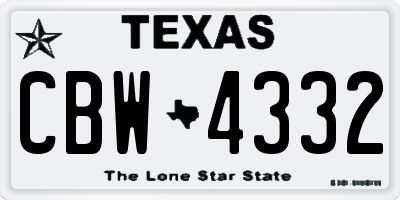TX license plate CBW4332