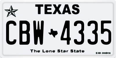 TX license plate CBW4335