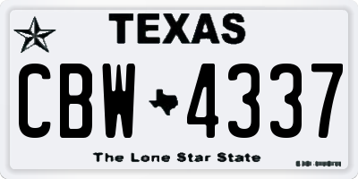 TX license plate CBW4337