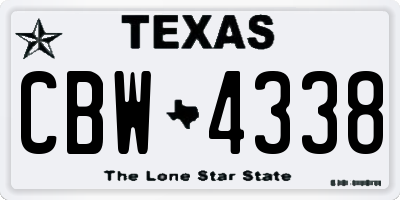 TX license plate CBW4338