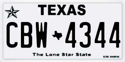 TX license plate CBW4344