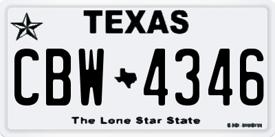 TX license plate CBW4346