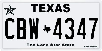 TX license plate CBW4347