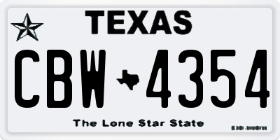 TX license plate CBW4354