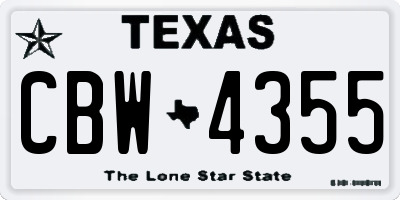 TX license plate CBW4355