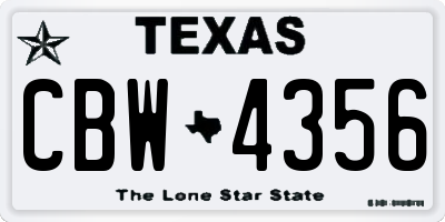 TX license plate CBW4356