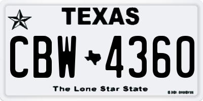 TX license plate CBW4360