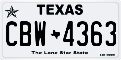 TX license plate CBW4363