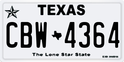 TX license plate CBW4364