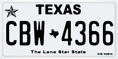 TX license plate CBW4366