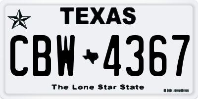 TX license plate CBW4367