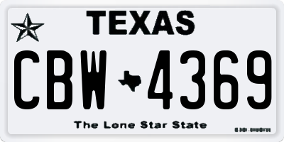 TX license plate CBW4369