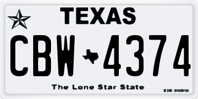 TX license plate CBW4374