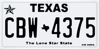 TX license plate CBW4375