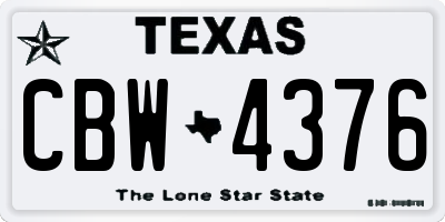 TX license plate CBW4376