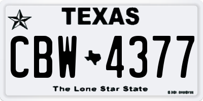 TX license plate CBW4377