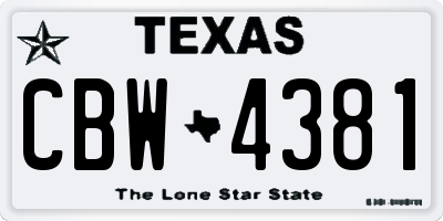 TX license plate CBW4381