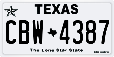 TX license plate CBW4387