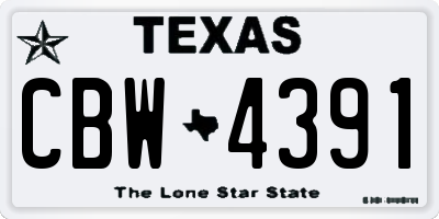 TX license plate CBW4391