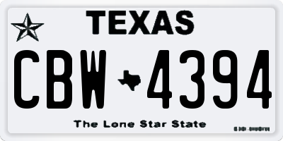 TX license plate CBW4394